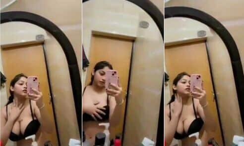 Big Boobs Girl Strips Her Bra And Squeezing Her Milky Boobs